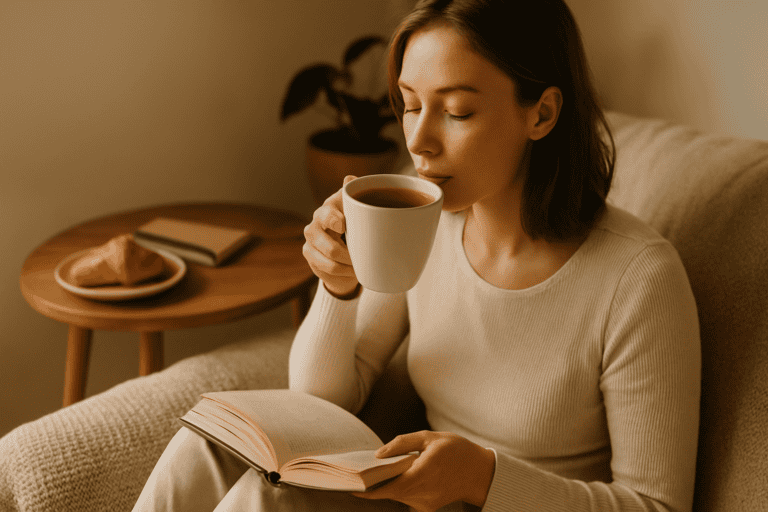 black tea instead of coffee in a peaceful morning environment