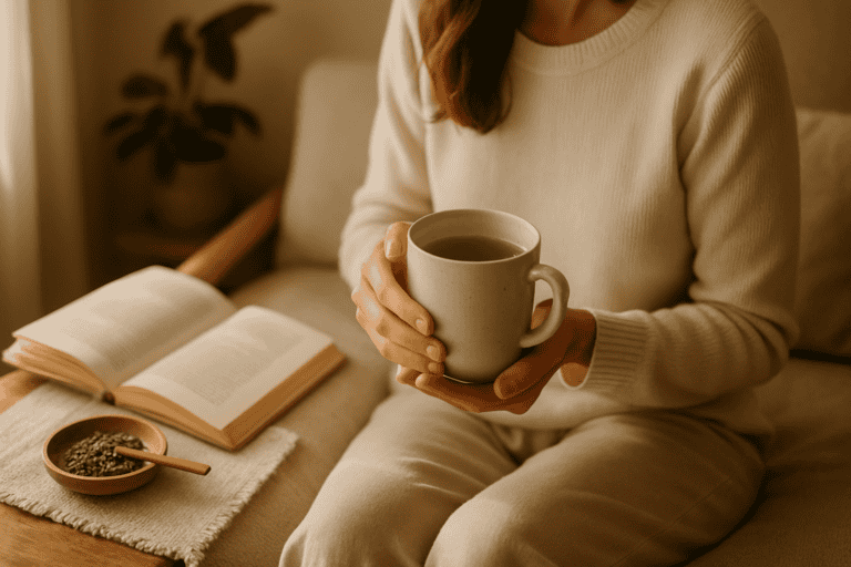 green tea morning routine in a peaceful morning environment
