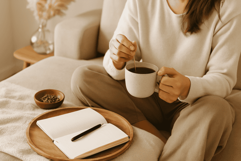 black tea instead of coffee in a peaceful morning environment