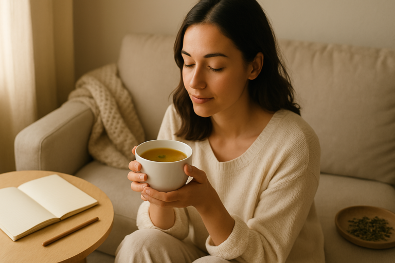 tea instead of coffee in a peaceful morning environment
