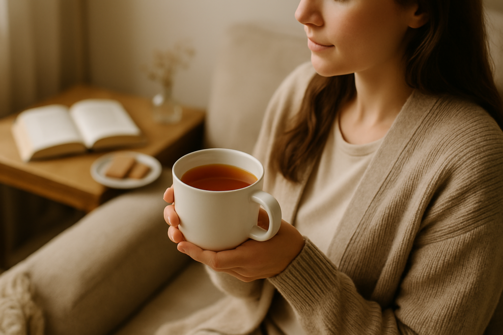 black tea instead of coffee in a peaceful morning environment