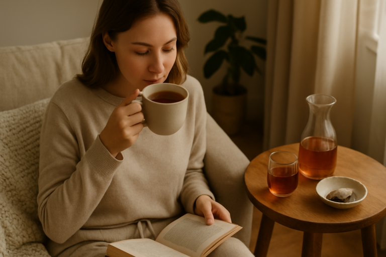 black tea instead of coffee in a peaceful morning environment