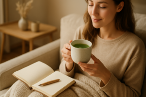 green tea instead of coffee in a peaceful morning environment
