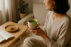 green tea instead of coffee in a peaceful morning environment