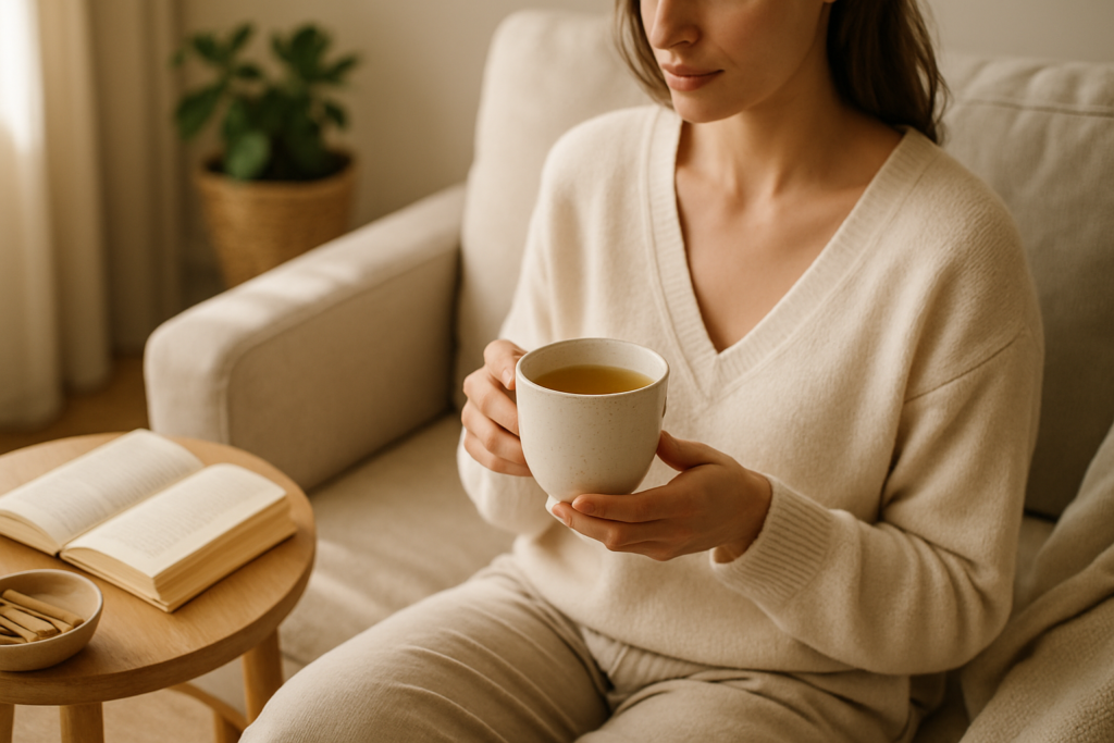 tea instead of coffee in a peaceful morning environment