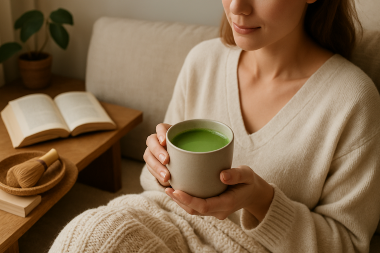 green tea instead of coffee in a peaceful morning environment